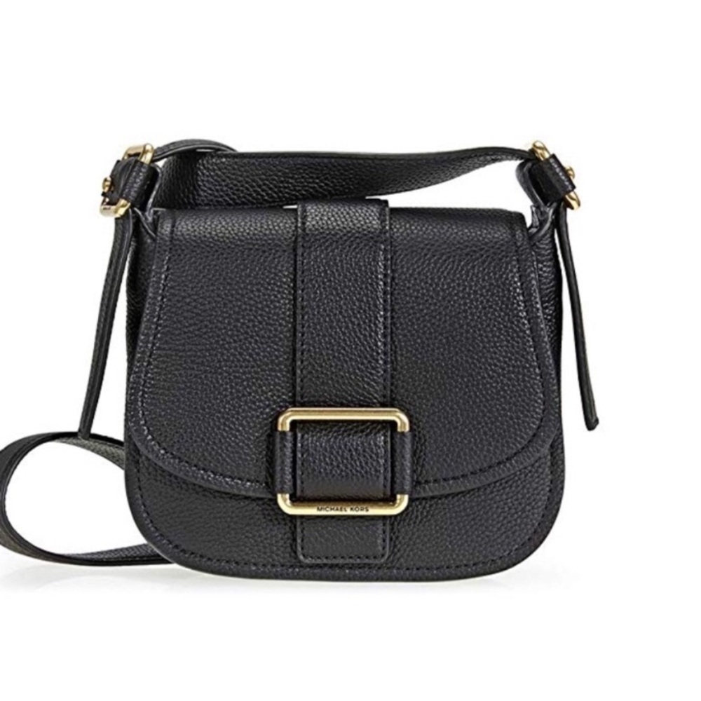EUC Black Michael Kors Maxine Leather Saddle Bag/ Gold Hardware - Picture 3 of 9